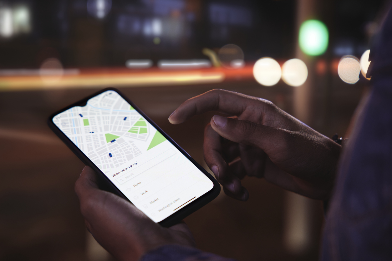Ride-sharing app homescreen.