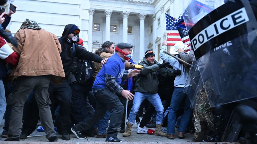 Trump supporters clash with police on Jan. 6.