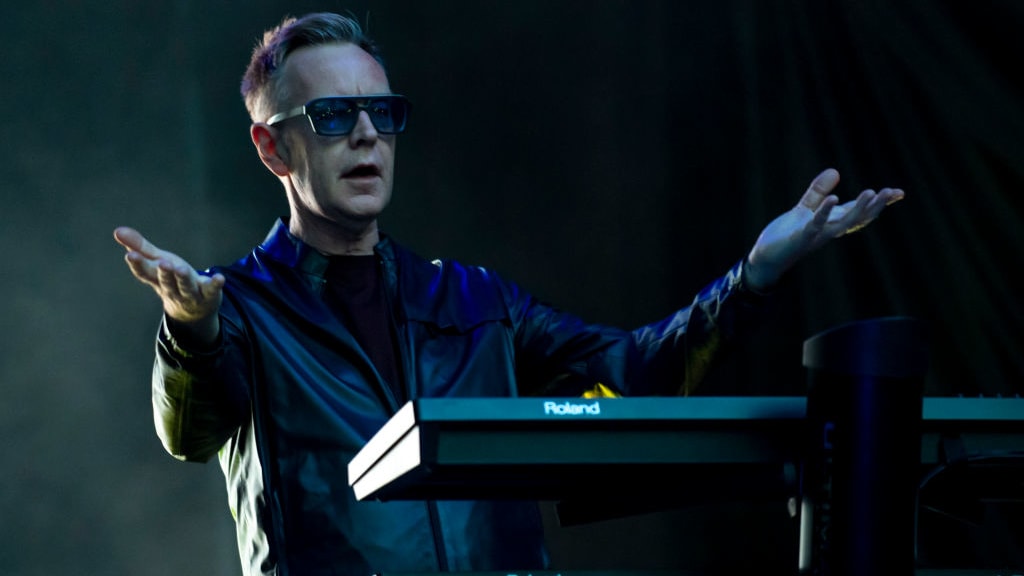 Andrew Fletcher performs in Italy in 2018 with Depeche Mode.