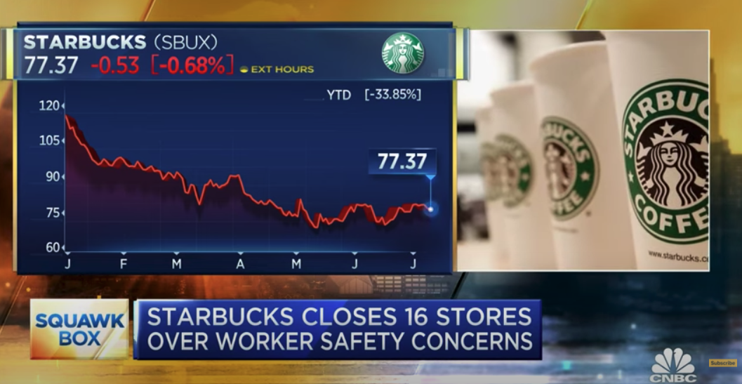 Starbucks closes 16 stores 