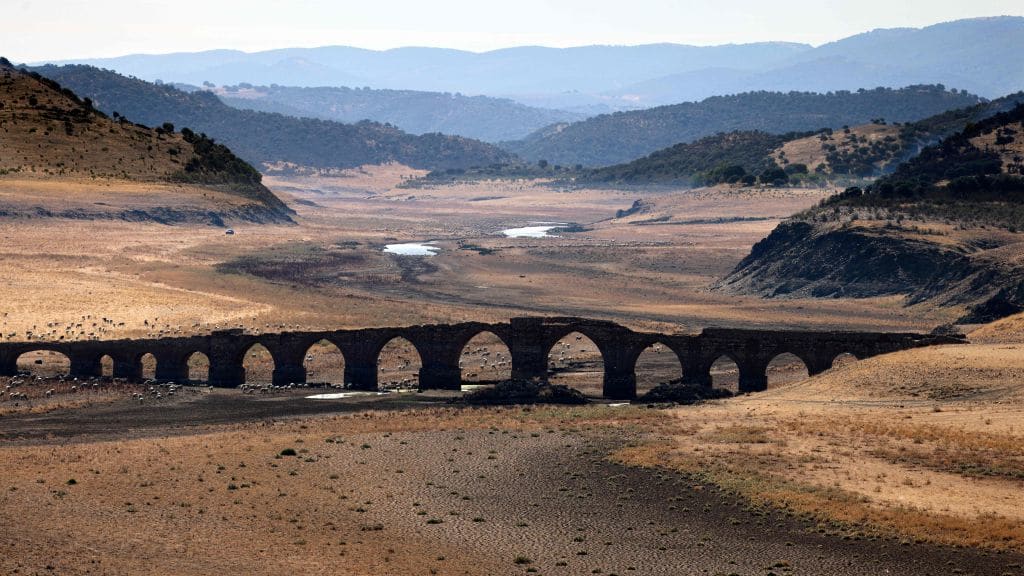 Part of the Guadiana River in Spain has dried up.