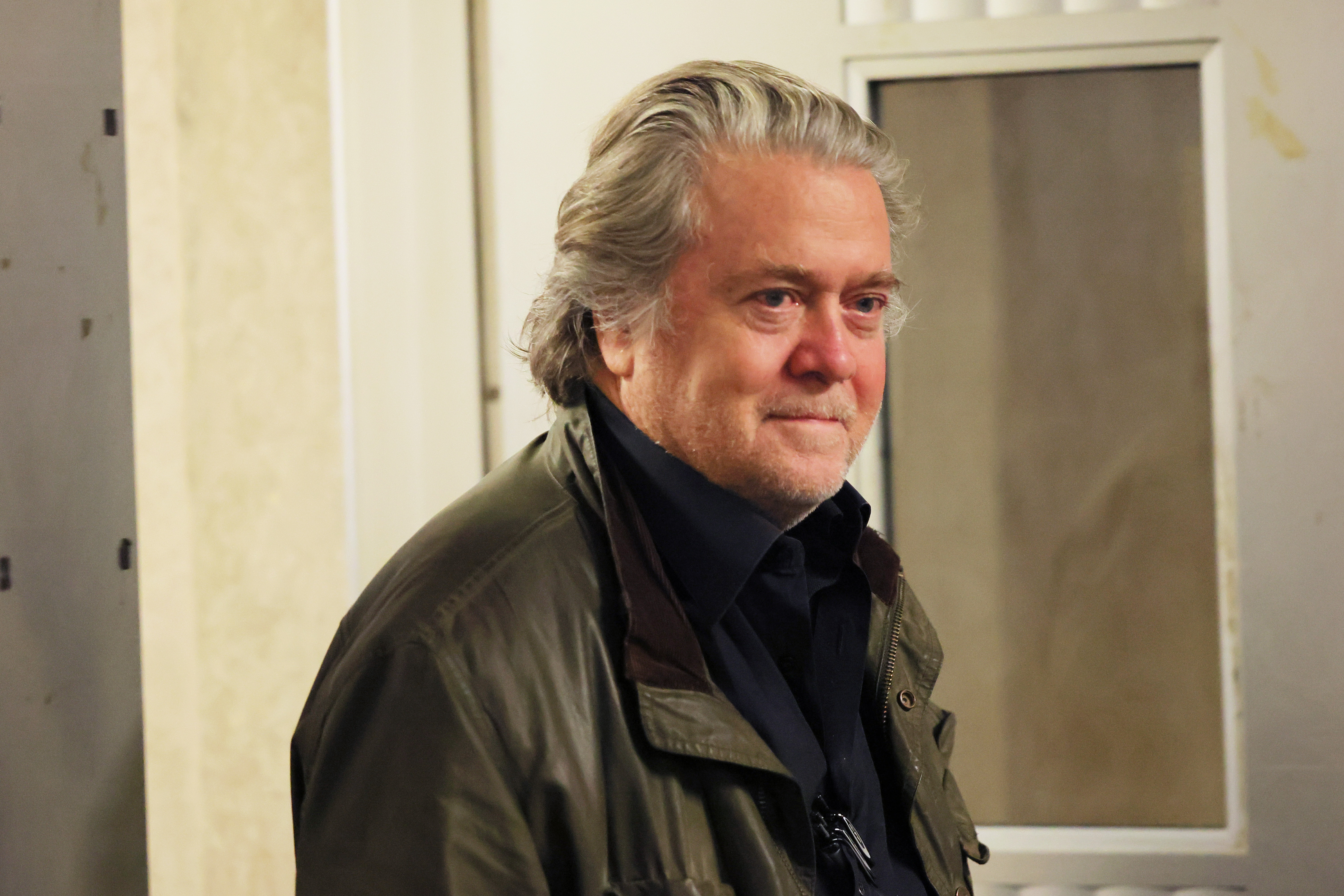 Steve Bannon is seen leaving a New York City courthouse. 