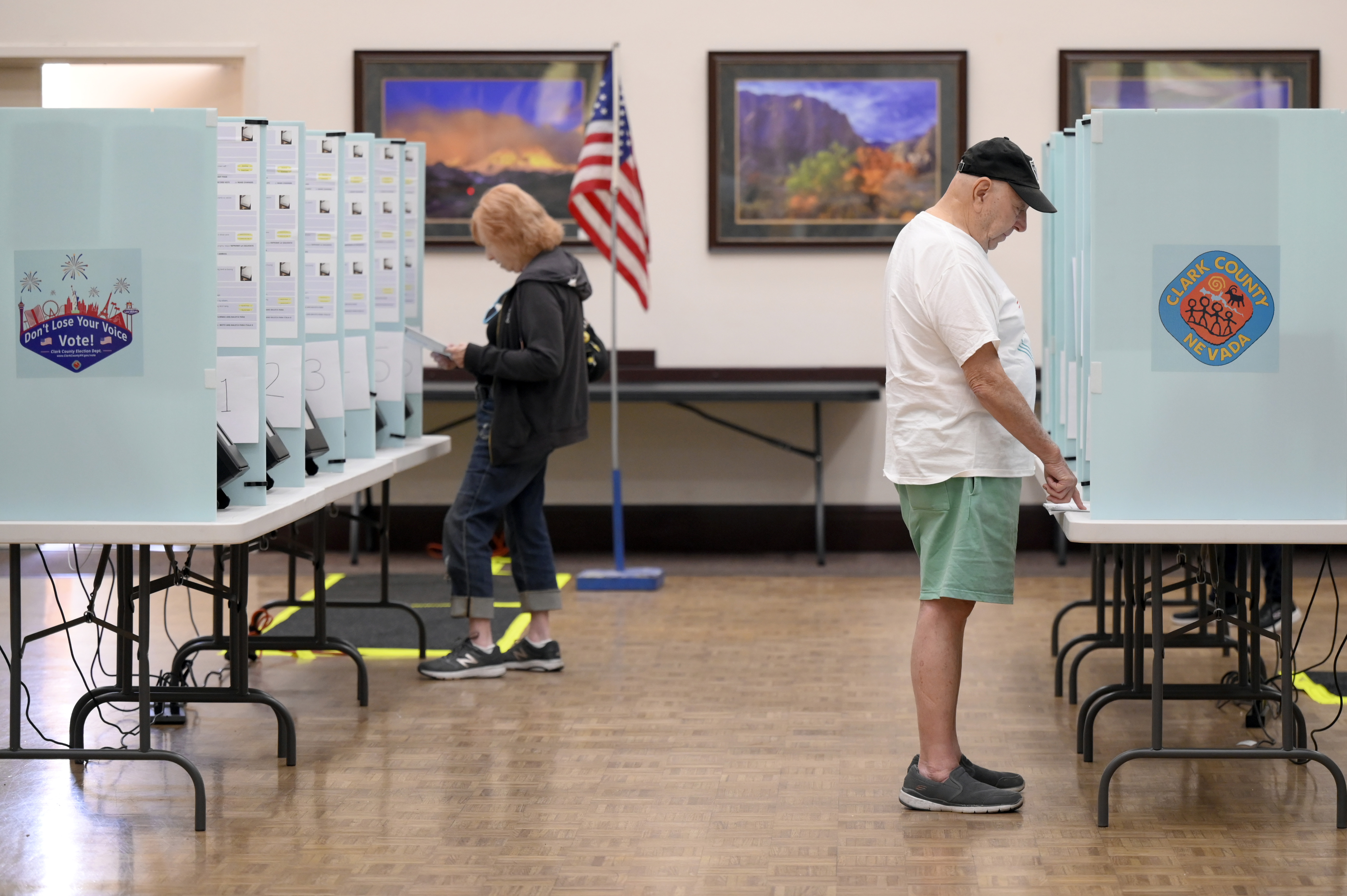Voters cast their ballots during a day of early voting in Nevada. 