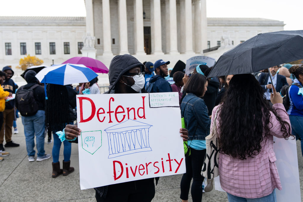 Defend Diversity sign outside Supreme Court