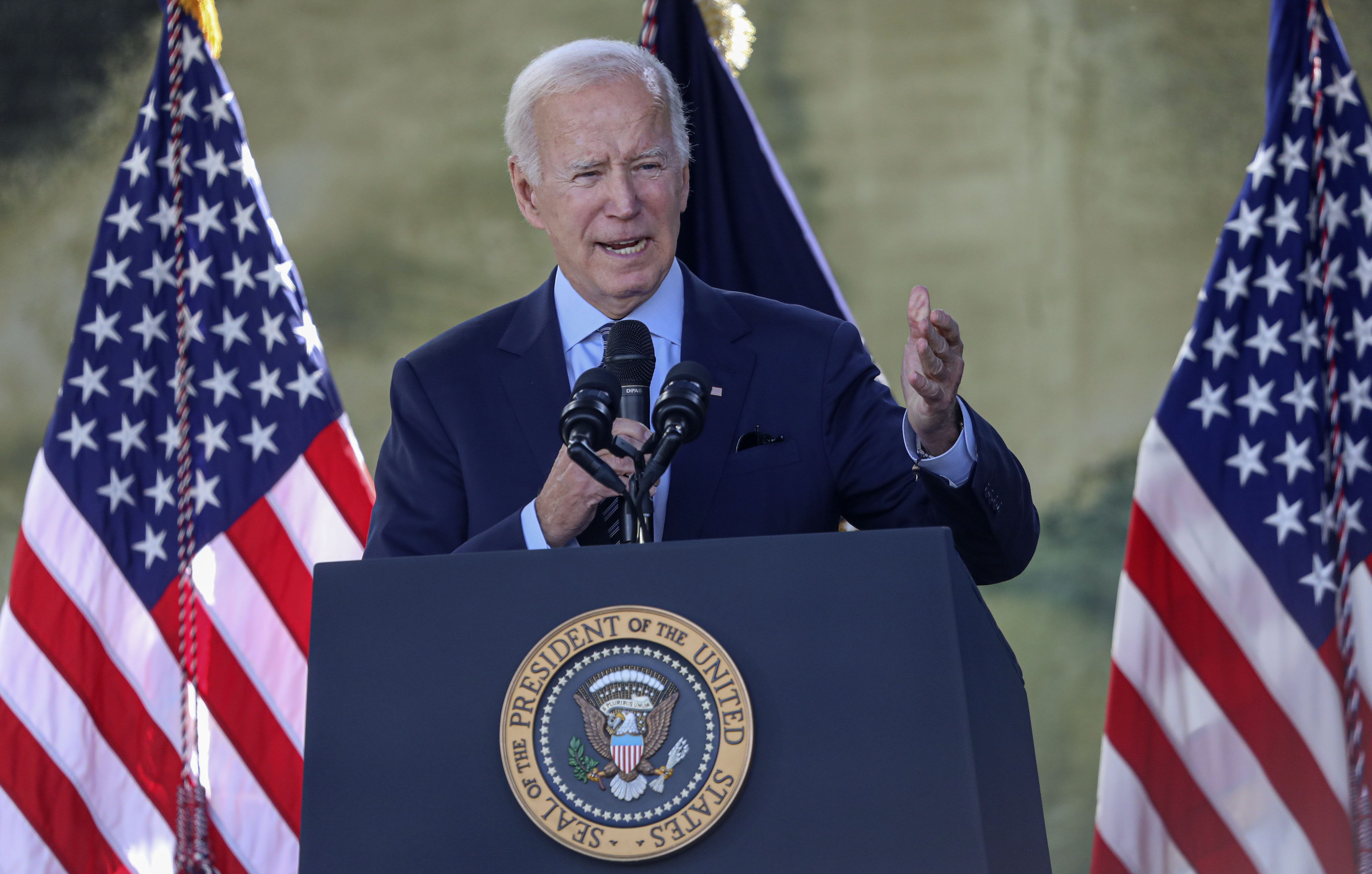 President Biden seen during a speech in Carlsbad, California. 