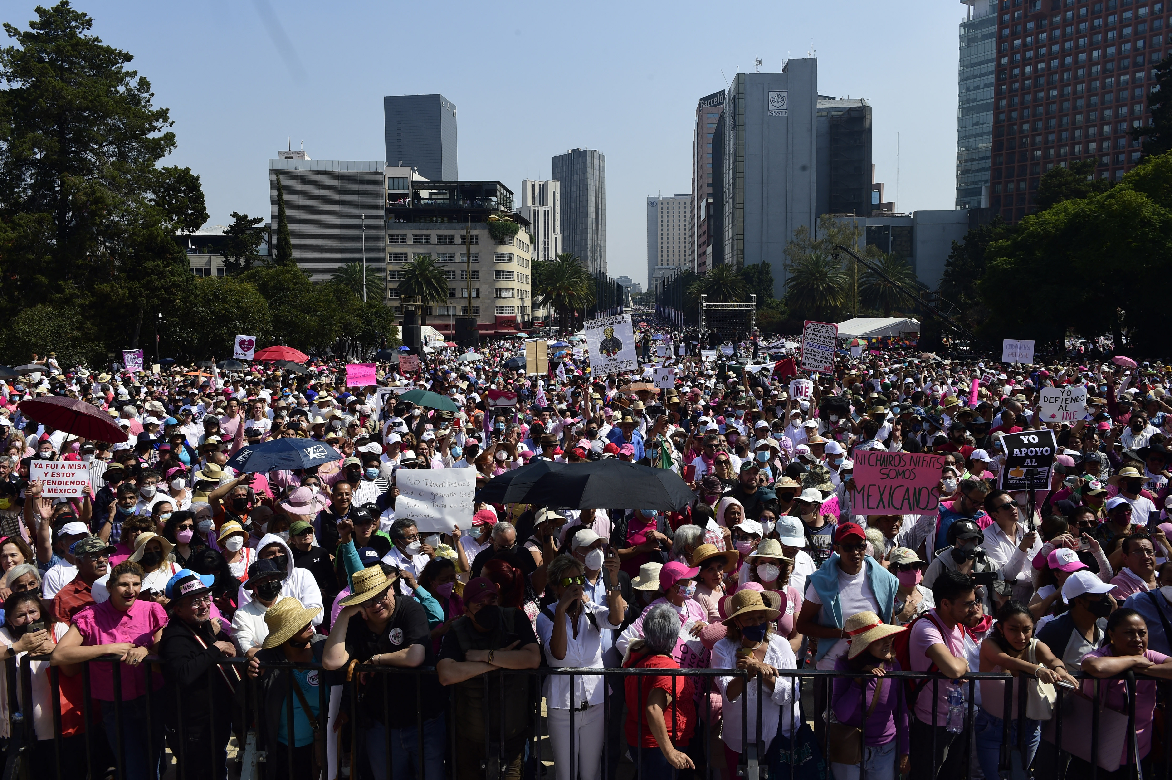 Thousands march through Mexico City in protest of proposed electoral reforms. 