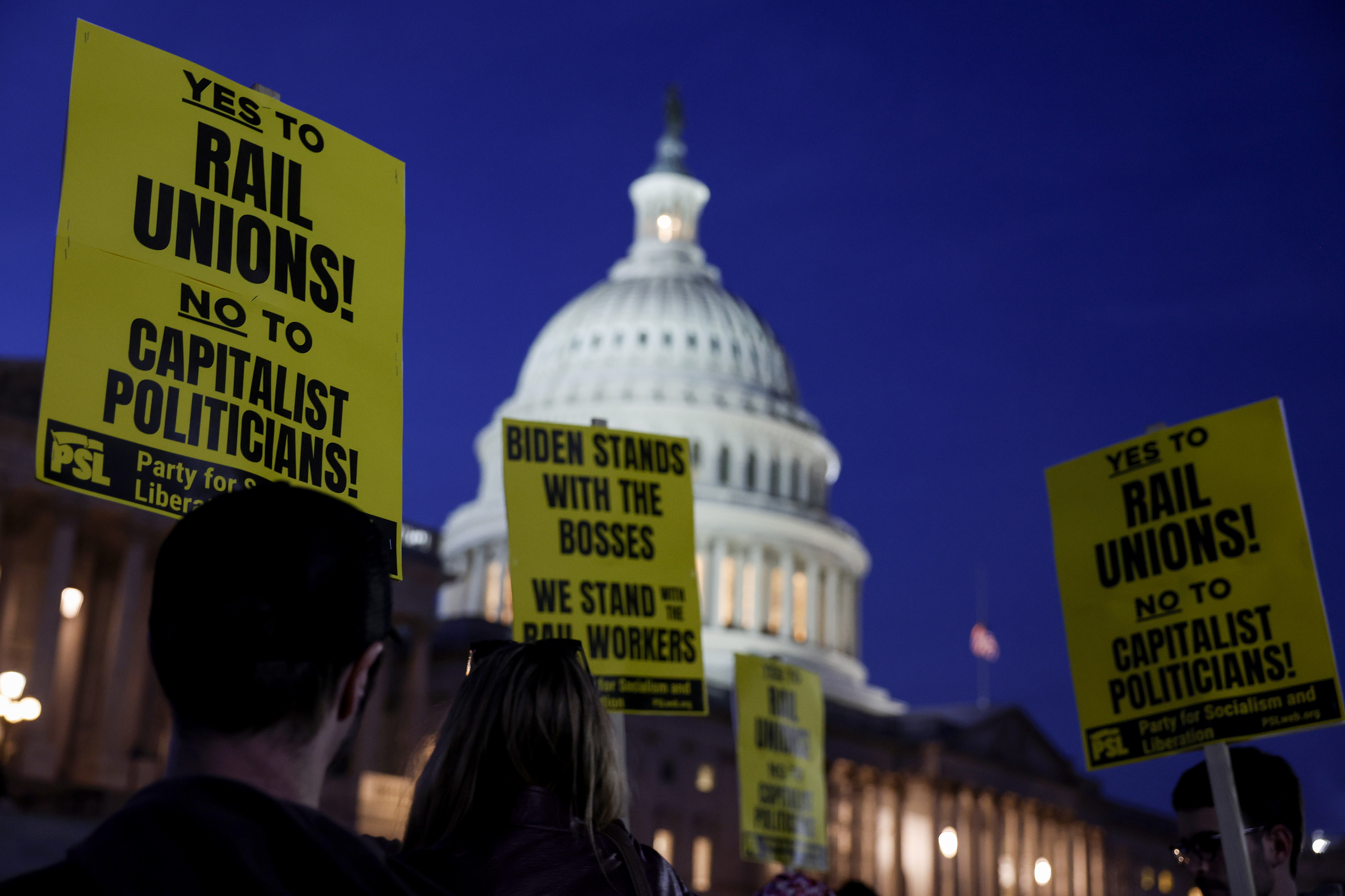labor protesters outside the U.S. Capitol 