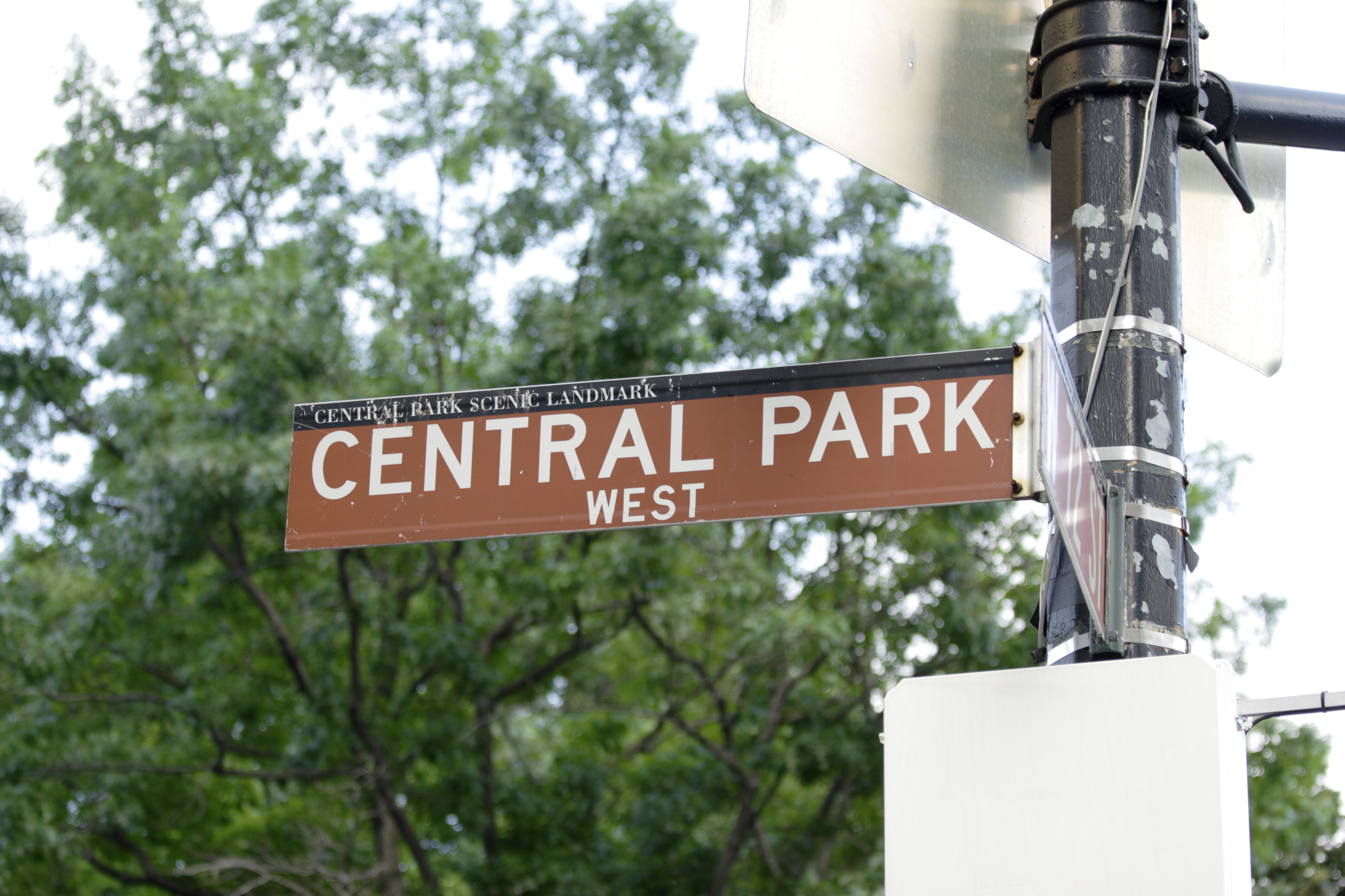 A street sign for Central Park West in New York City. 