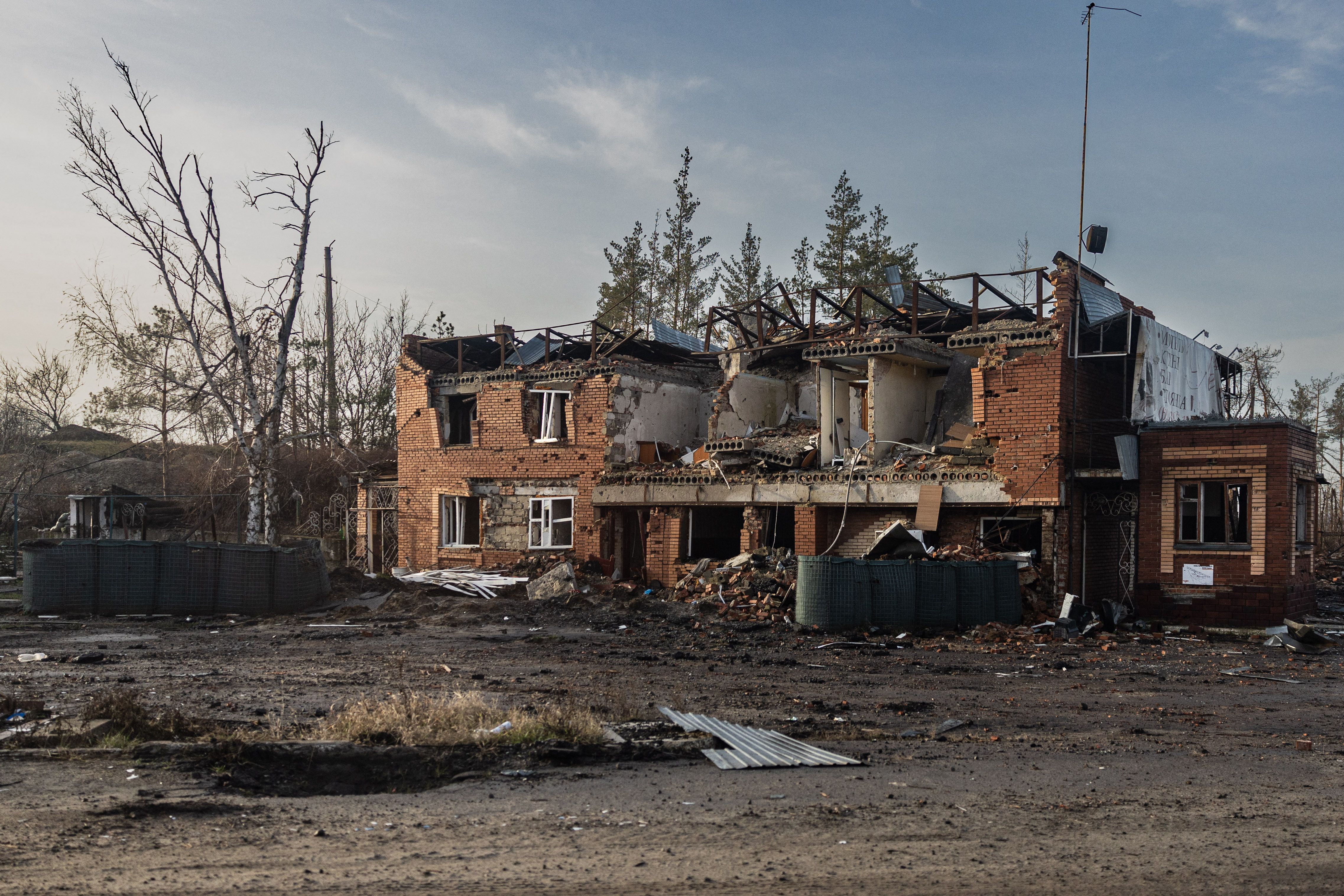 The aftermath of an attack by Ukraine in the Donetsk region. 