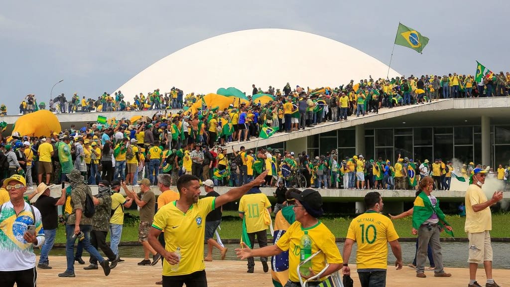 Supporters of Jair Bolsonaro at the National Congress in Brasilia.