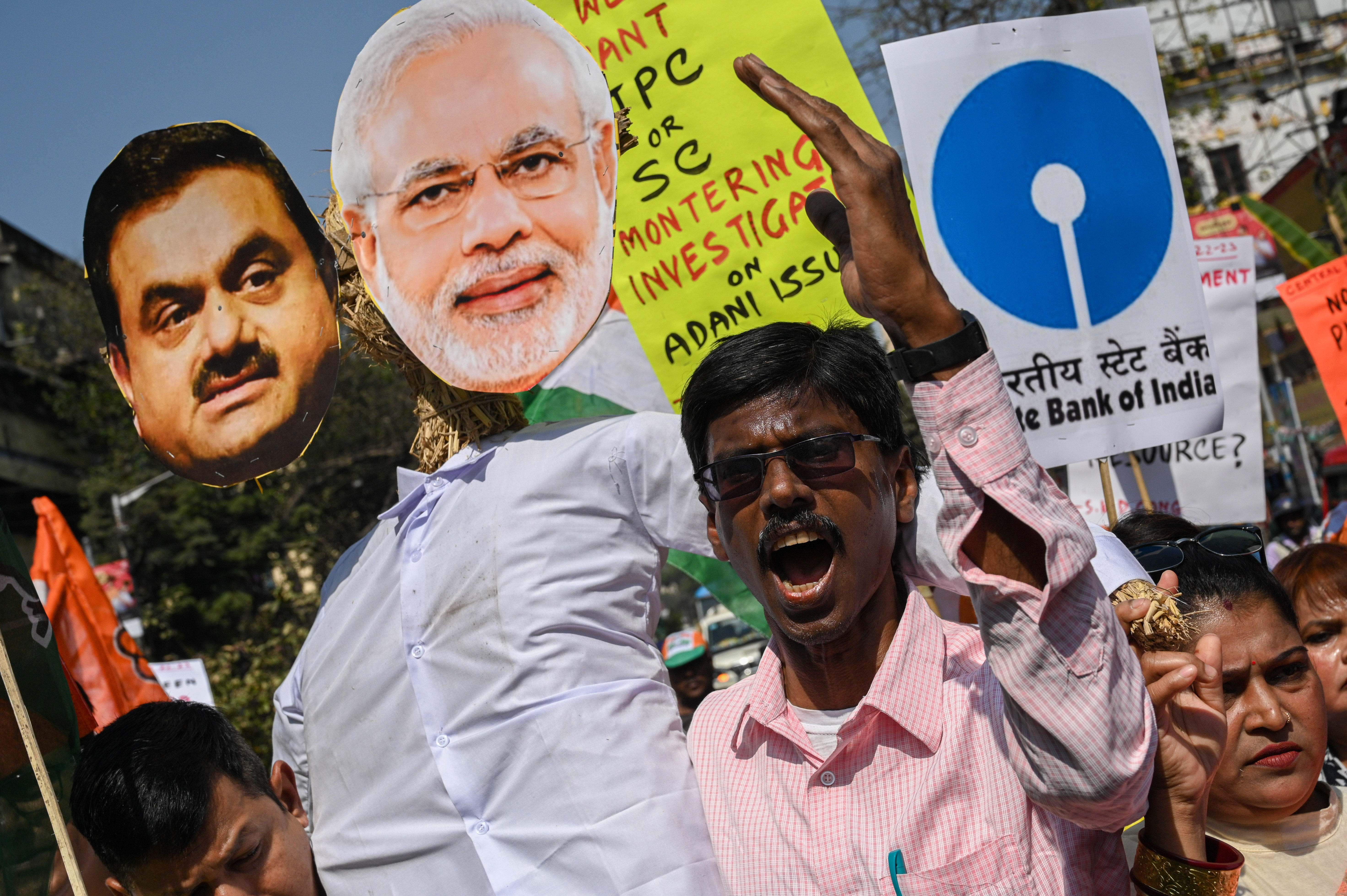 Protests against Gautam Adani and Prime Minister Narendra Modi in India. 