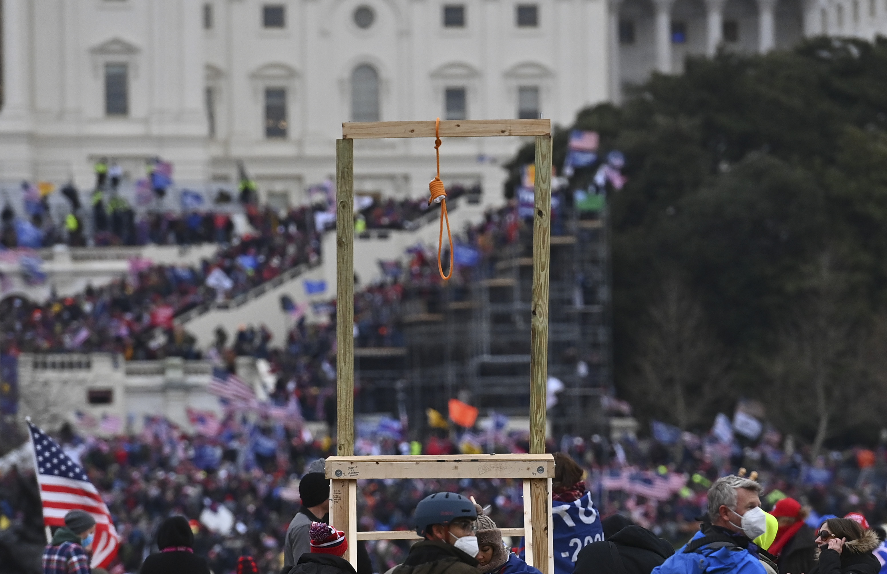 Gallows outside the U.S. Capitol complex on January 6, 2021