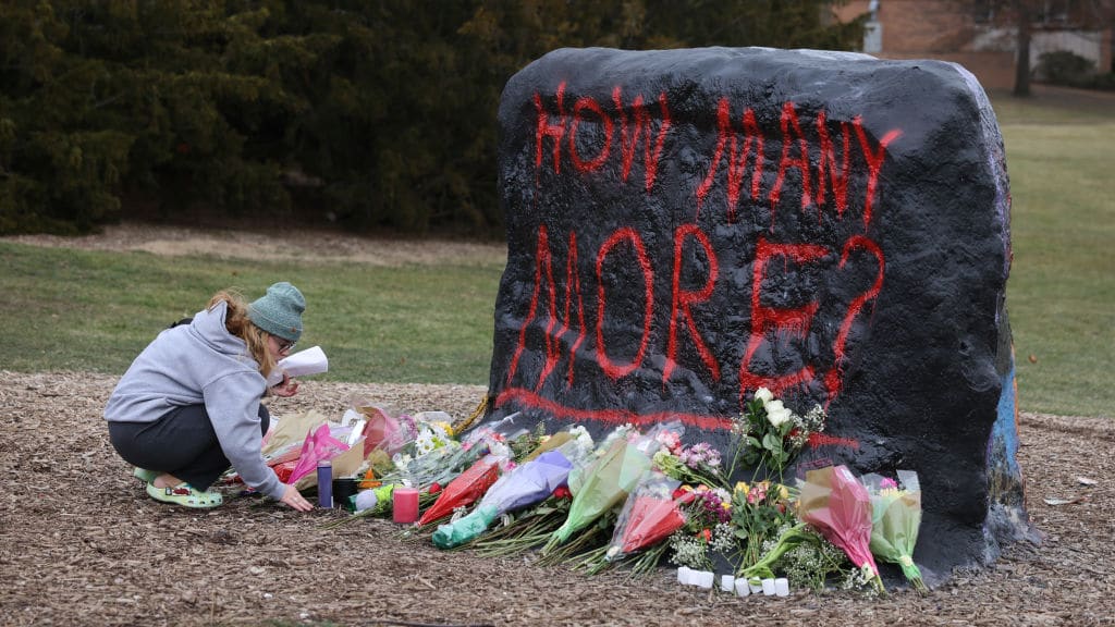 Flowers left in honor of the victims of the MSU shooting.
