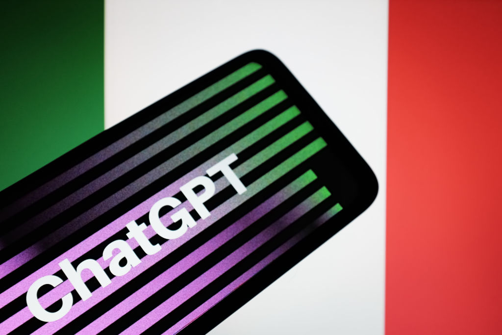 A ChatGPT logo with an Italian flag. 