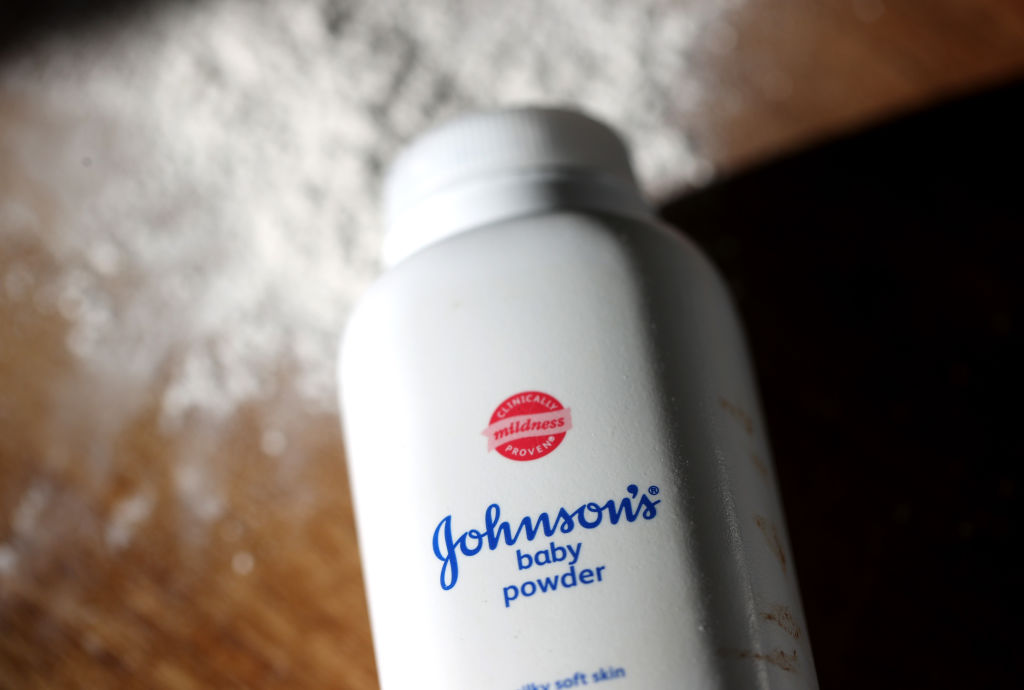 a bottle of Johnson &amp; Johnson baby powder