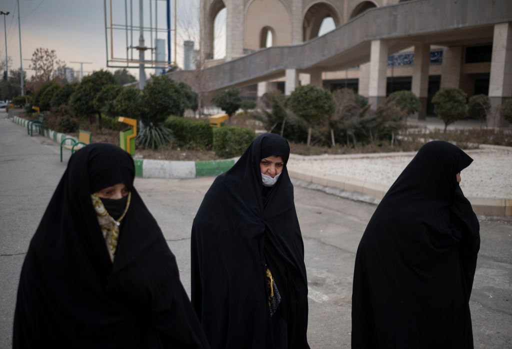 A group of Iranian women wearing hijabs. 