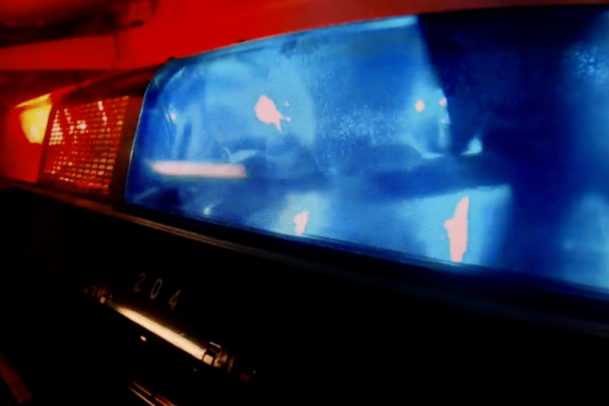 Closeup view of police car LED light