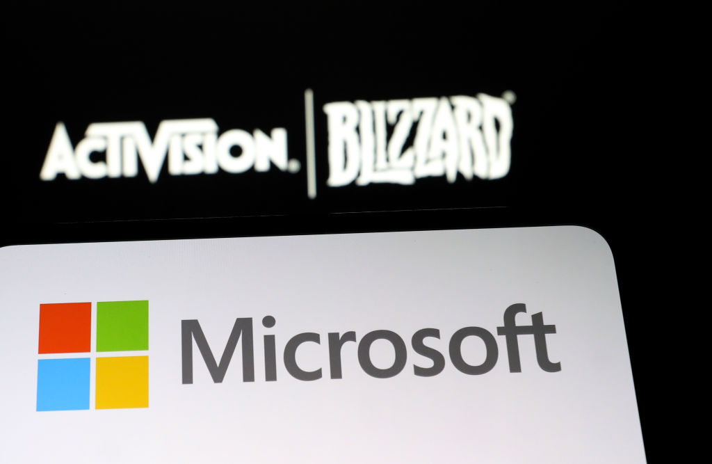  logos of Microsoft and Activision Blizzard