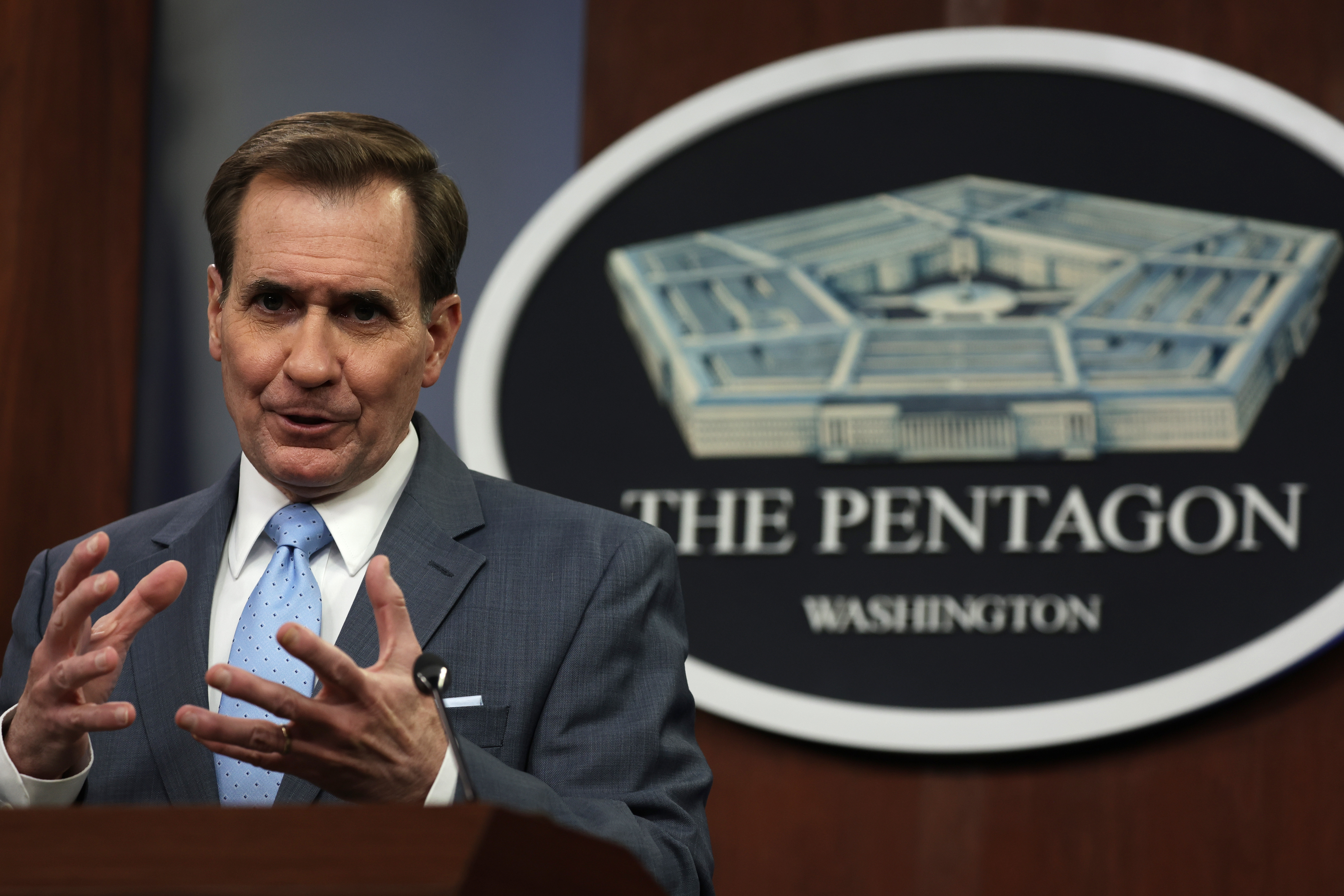 Pentagon press secretary John Kirby speaks earlier this month