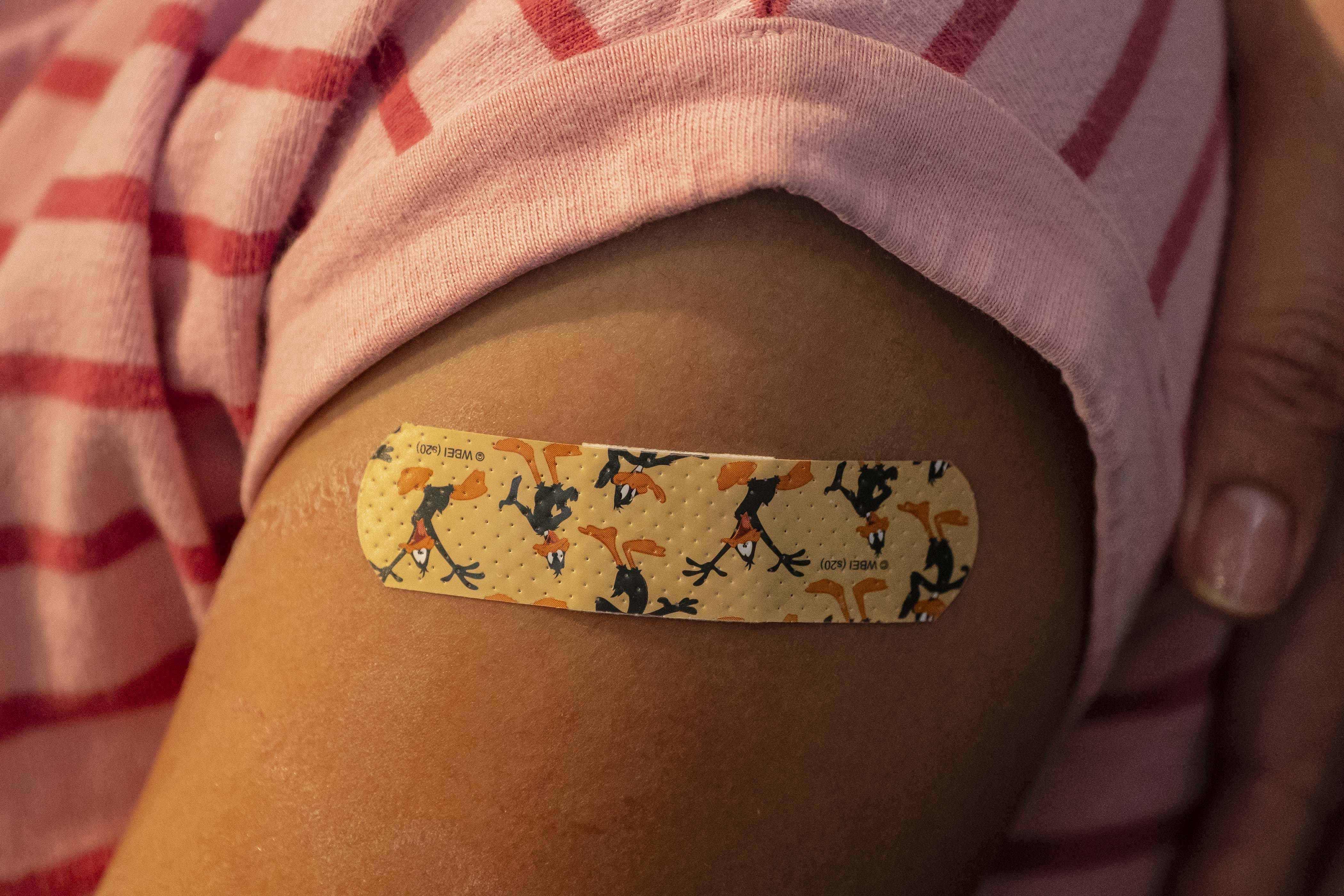 A child&#039;s post-vaccine bandage