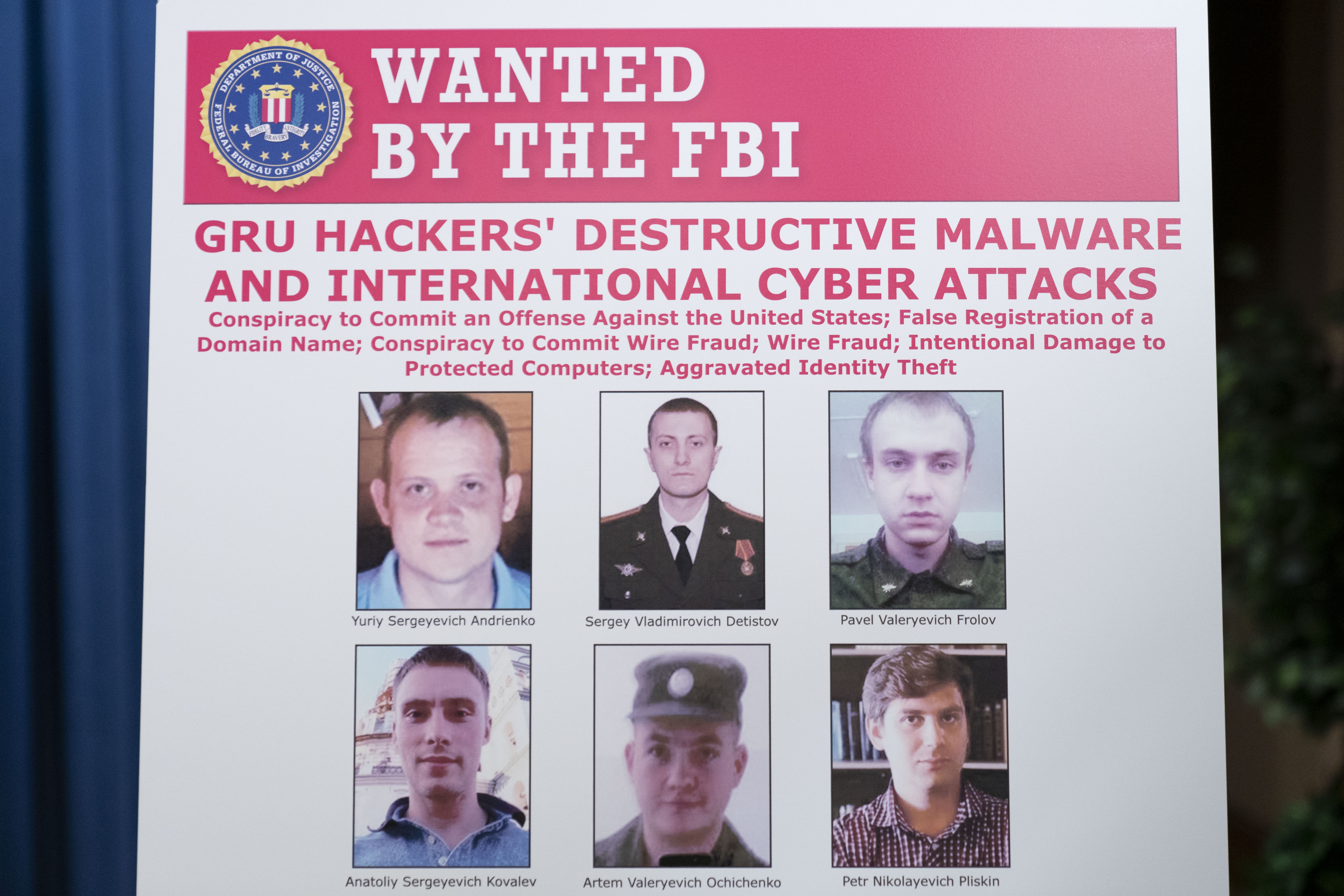 An October 2020 FBI wanted poster for Russian hackers