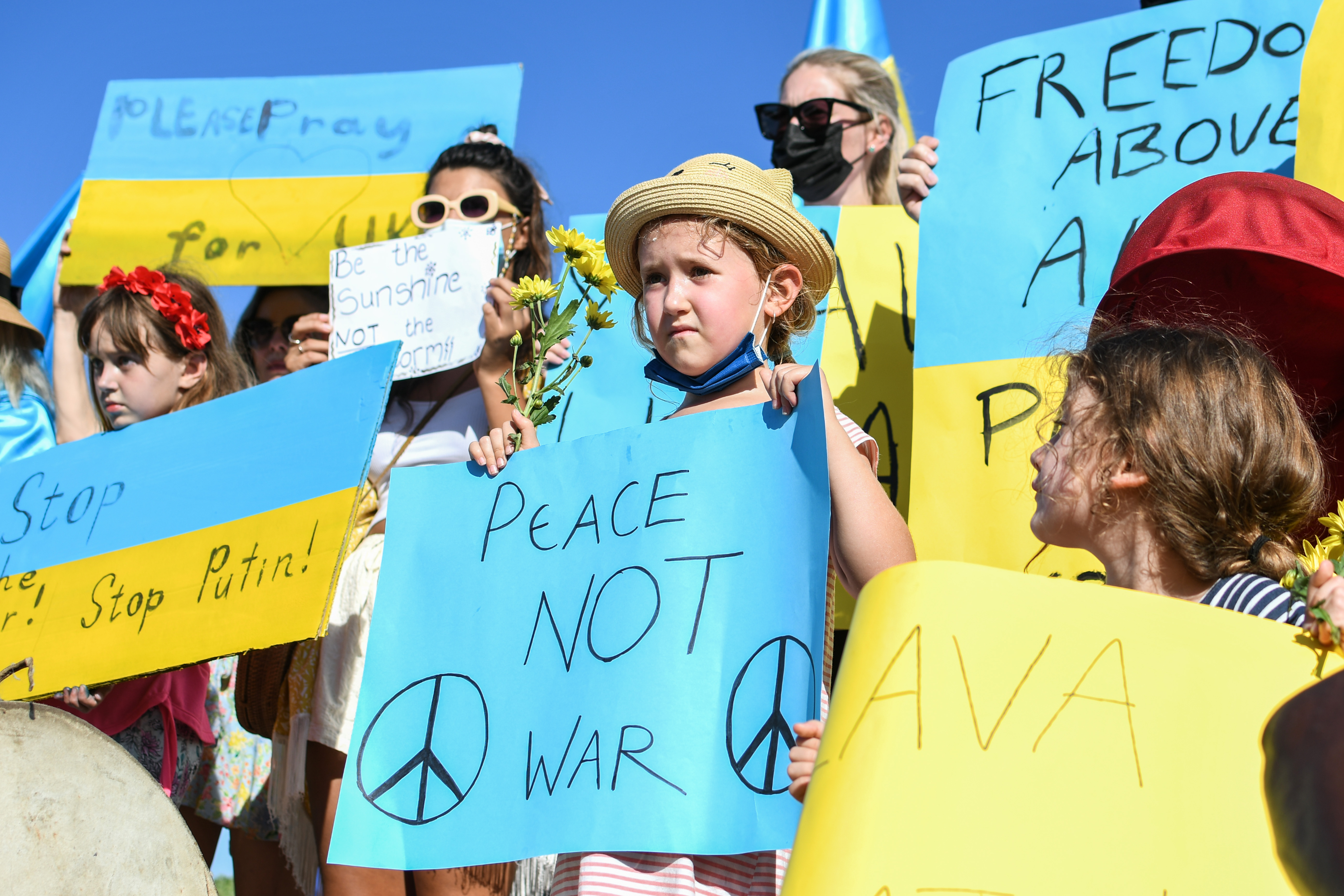 A March protest against Russia&#039;s invasion of Ukraine in Durban, South Africa