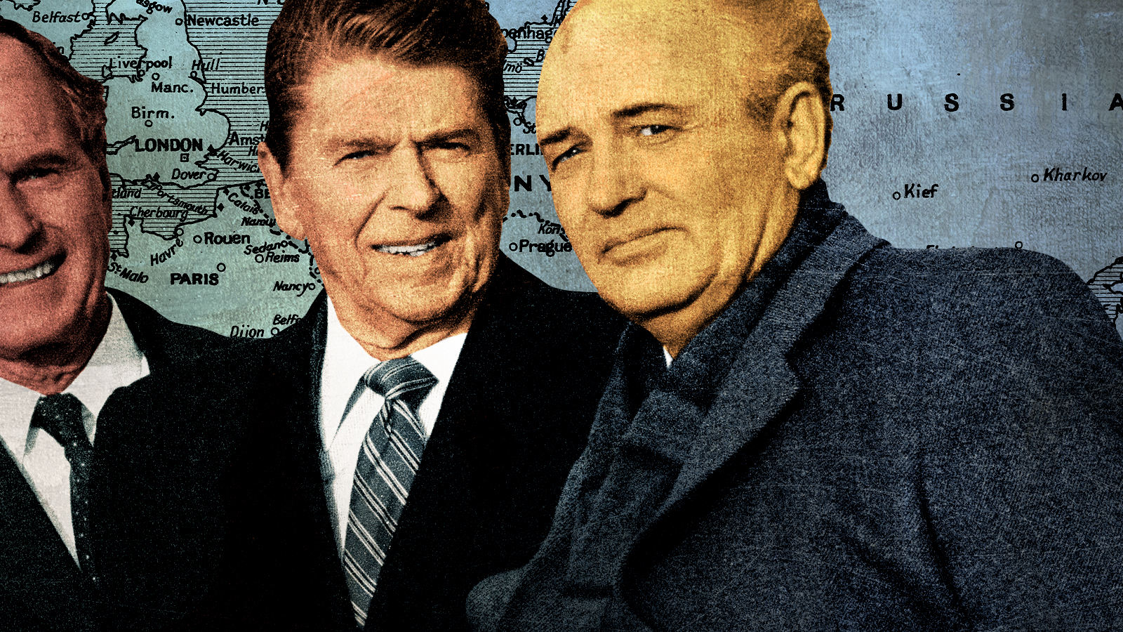 Bush, Reagan, and Gorbachev.