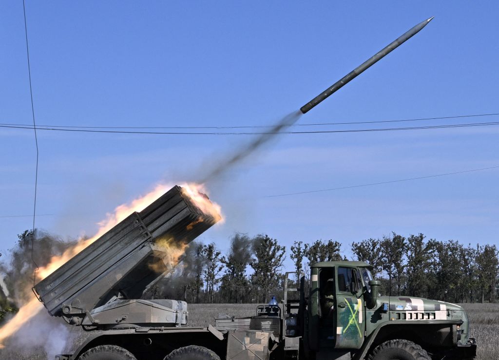 Ukrainian Grad rocket launcher in southern Ukraine