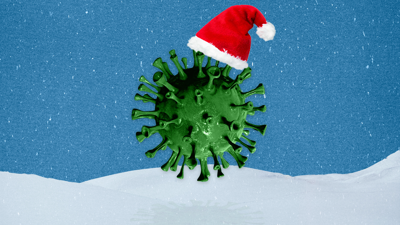 Virus wearing a santa hat 