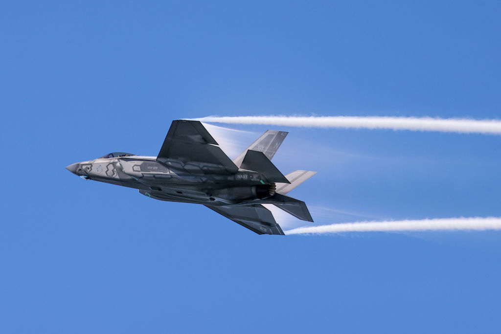 A U.S. Navy fighter seen during a training exercise. 