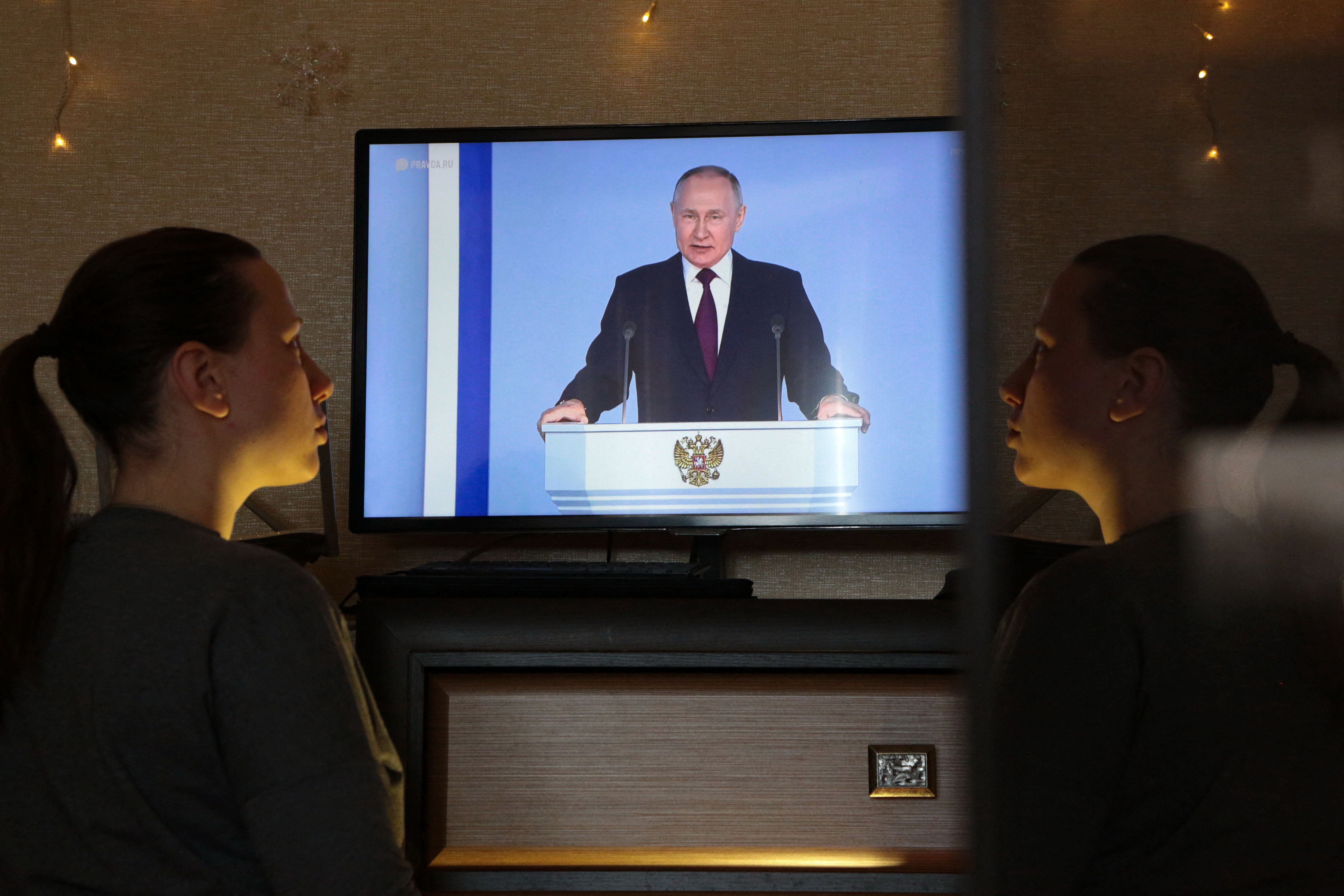 Putin on a TV broadcast