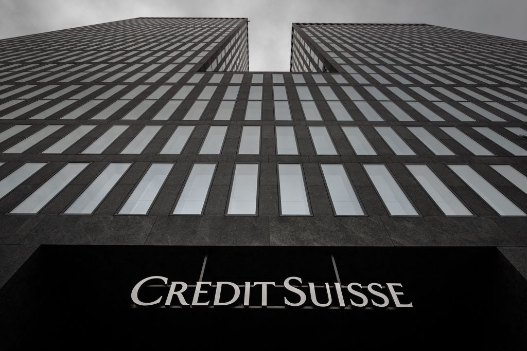 A logo of Credit Suisse bank.