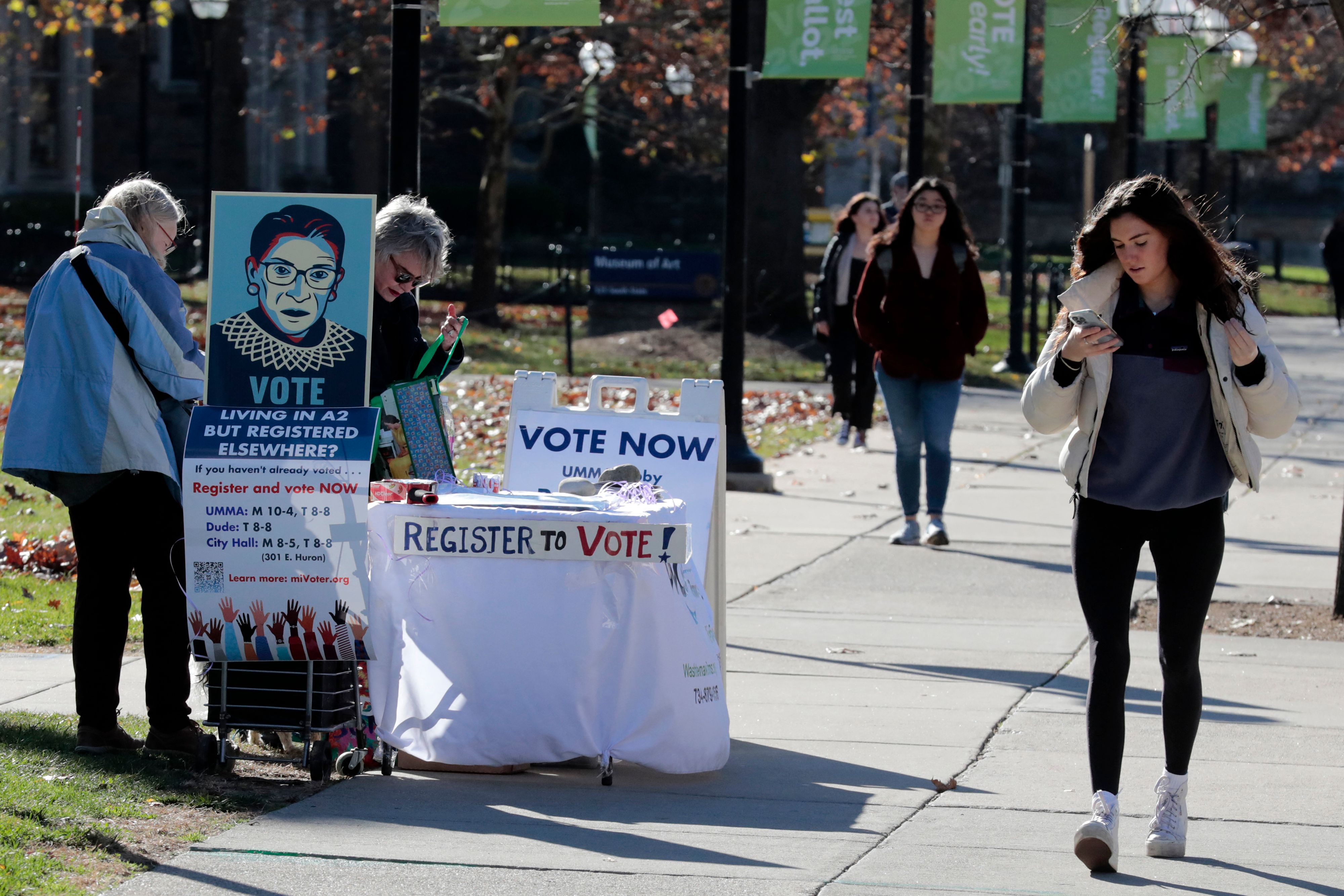 campus voter registration booth