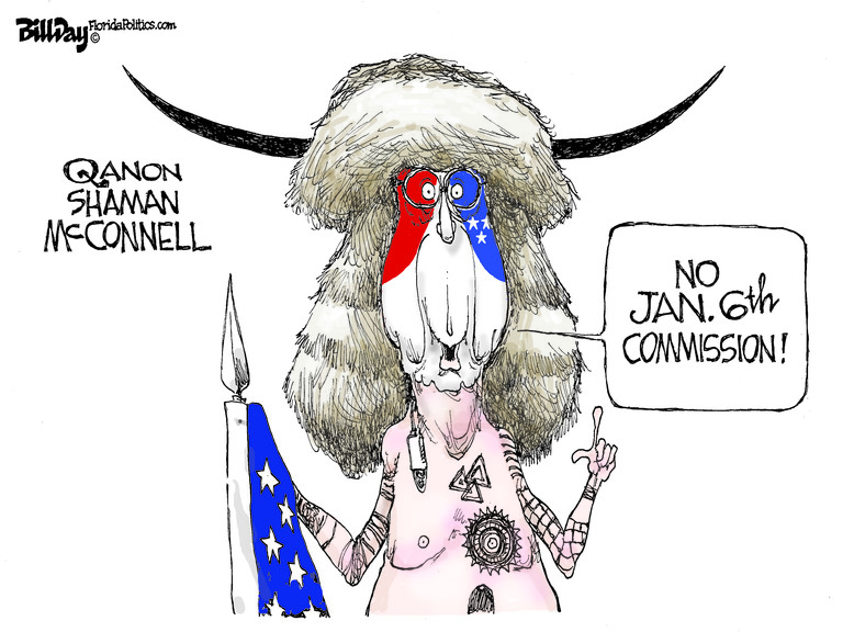 Political Cartoon U.S. McConnell QAnon Jan. 6