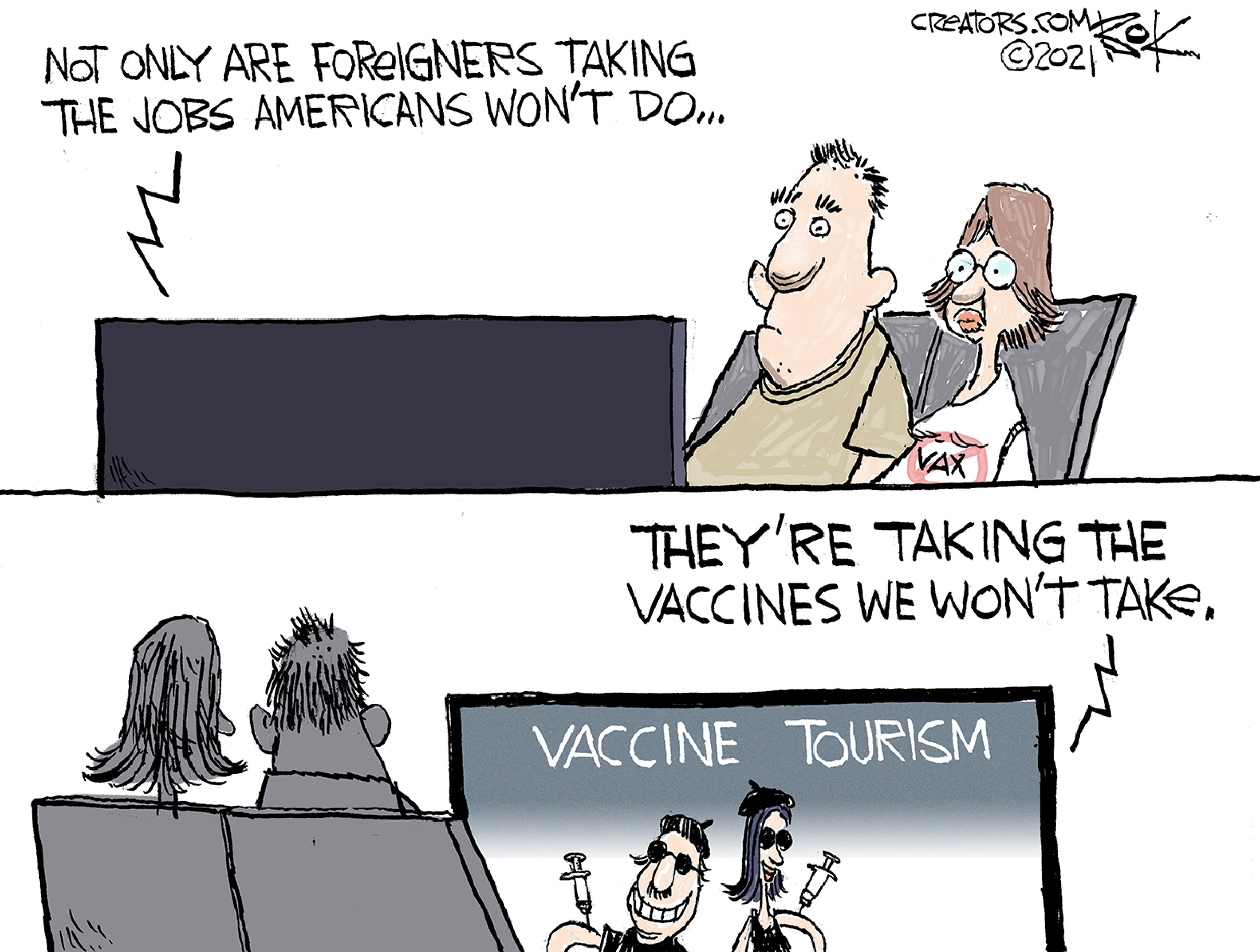 Editorial Cartoon U.S. covid vaccines jobs