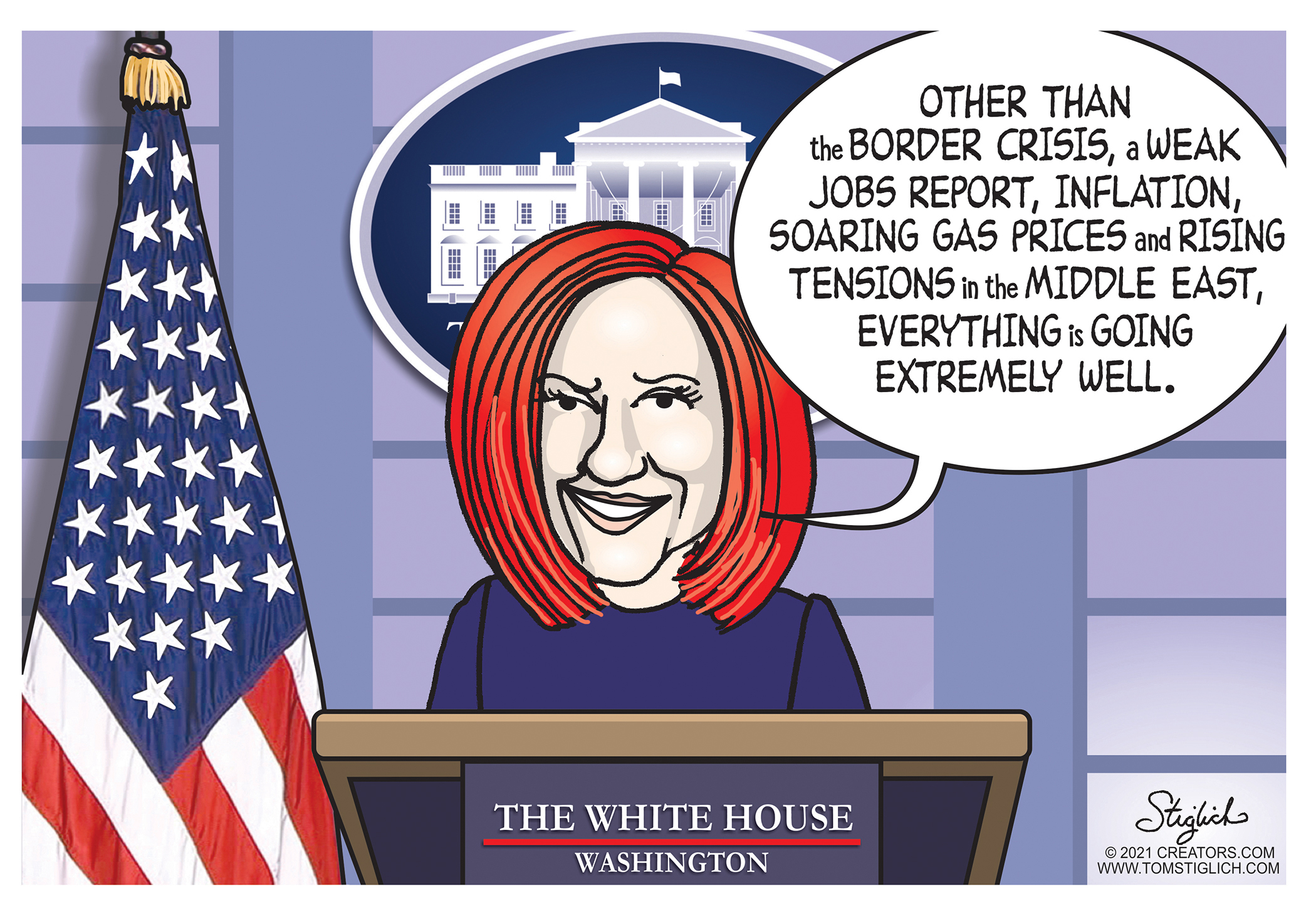 Political Cartoon U.S. biden jen psaki spin
