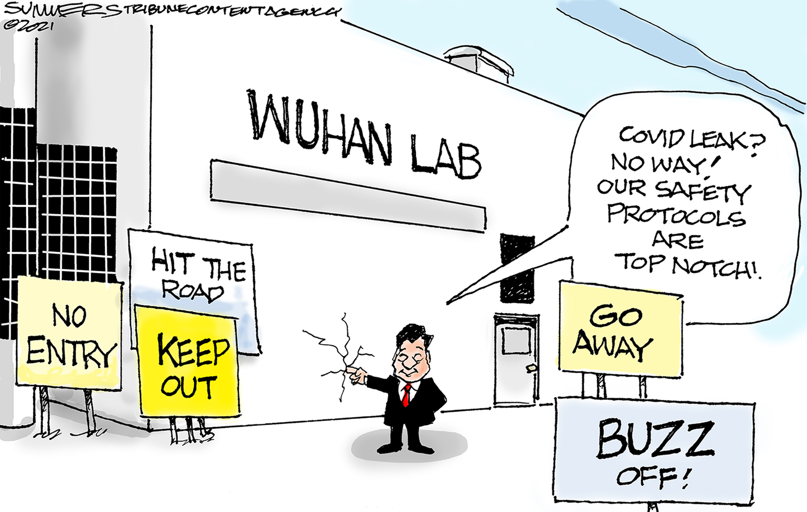 Political Cartoon World china xi jinping wuhan lab covid