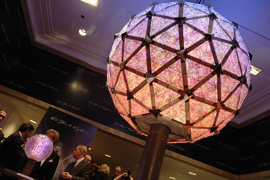 Crystal centennial ball on display at 100th Anniversary of the Times Square New Year&#039;s Eve Ball Drop kickoff at Macy&#039;s on November 7, 2007